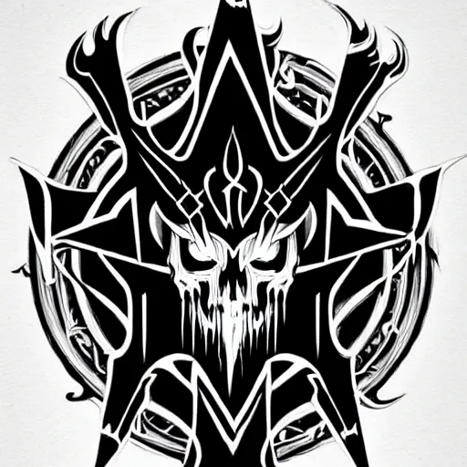 Prompt: masterpiece, symmetrical dimmu borgir logo calligraphy by thomas bokler, behance, white letters on black background