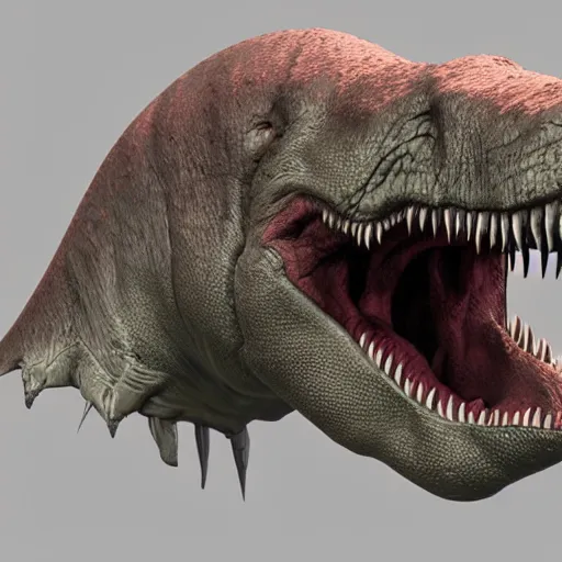 Image similar to matte painting of close up t - rex head, concept art by raph herrera, 4 k, detailed, ray traced