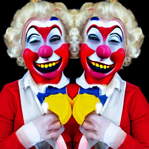 Image similar to conjoined clowns