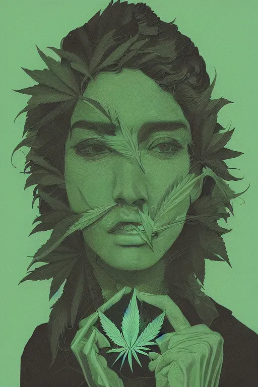 Image similar to marijuana profile picture by sachin teng, miami, organic painting, asymmetrical, interesting, marijuana smoke, matte paint, hard edges, energetic, 3 d shapes, smoke, green, masterpiece