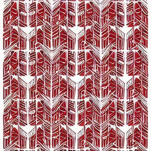 Image similar to geometric patern, white and red colour, bold, simple, modern, illustration, lines, african pattern