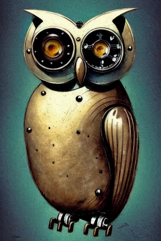 Image similar to (((((1950s retro robot steampunk owl . muted colors.))))) by Jean-Baptiste Monge !!!!!!!!!!!!!!!!!!!!!!!!!!!!!!