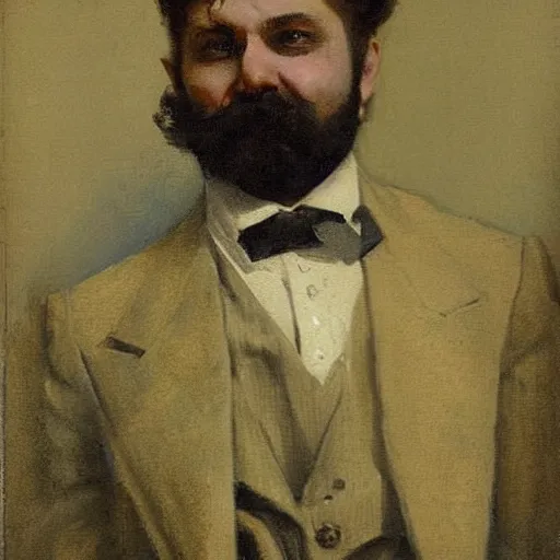 Image similar to portrait of'the orb'in a suit, elegant, monocle, bowtie, by ilya repin