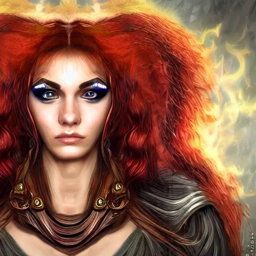 detailed portrait of a fire sorceress, realistic | Stable Diffusion ...