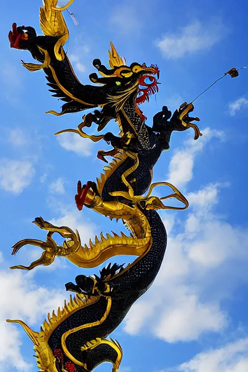 Image similar to A Chinese dragon soars to the sky，by Xision Wu