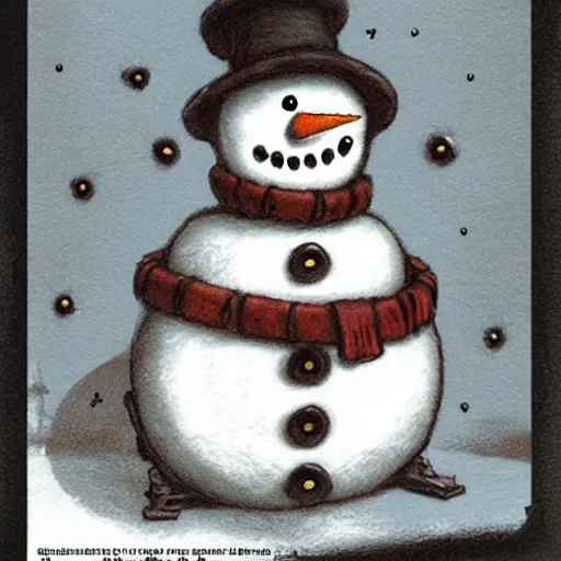 Prompt: snowman digimon yugioh pokemon creature by shaun tan, style of john kenn mortensen