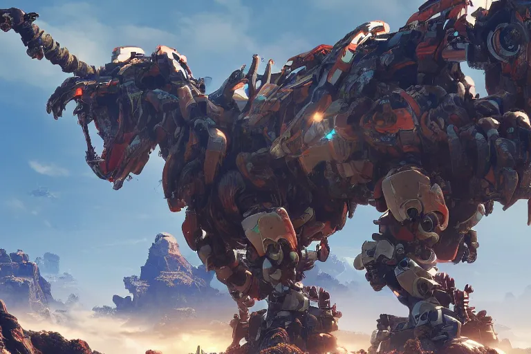 Image similar to shell - walker machine mecha animal beast robot of horizon forbidden west horizon zero dawn bioluminiscence global illumination ray tracing hdr fanart arstation by sung choi and eric pfeiffer and gabriel garza and casper konefal