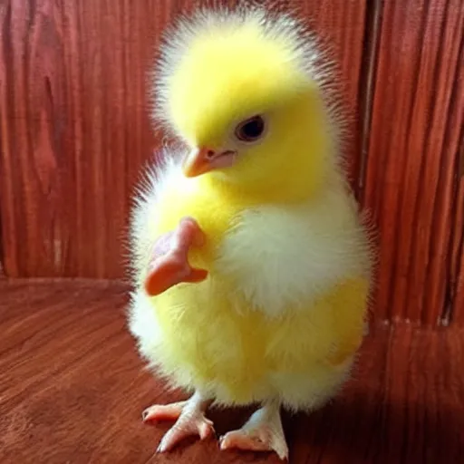 Image similar to cute baby chick dressed as a jail prisioner