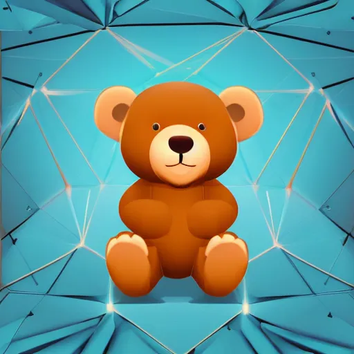 Image similar to podcast vector logo of cute cuddly bear listening to music, podcast, microphone, melodic, dreamy, isometric, adorable, octane render, golden ratio, 4k UHD, iconic design