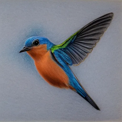 Prompt: a colored pencil drawing of a south africa bluebird by natalia rojas and ana maria martinez jaramillo, pastel color, wingspan, highly detailed, realistic graphite, artstation, 4 k, realism, photorealism, fine art