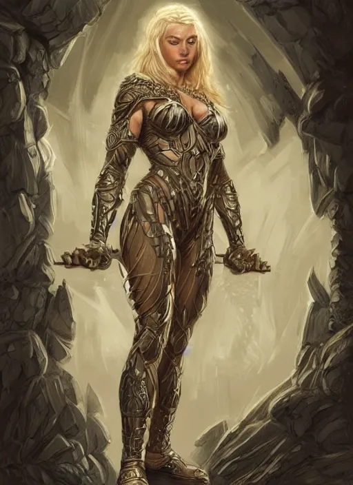 Prompt: very muscled Amazon blonde elf as a ruggedly mean looking heroine, intricate, elegant, highly detailed, centered, digital painting, artstation, concept art, smooth, sharp focus, illustration, art by artgerm and donato giancola and Joseph Christian Leyendecker, WLOP