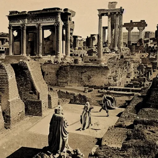 Image similar to old photo of ancient rome and aliens