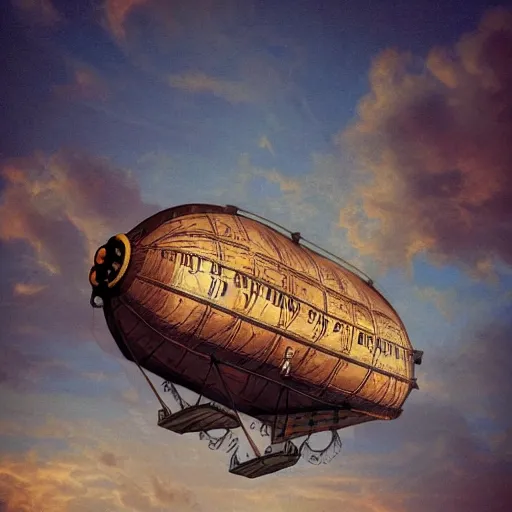 Image similar to brown airship in the sky steampunk ornaments zodiac artstation dramatic lights