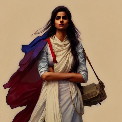 Image similar to Anxious good looking pale young Indian doctors wearing American clothes at the airport, portrait, elegant, intricate, digital painting, artstation, concept art, smooth, sharp focus, illustration, art by artgerm and greg rutkowski and alphonse mucha