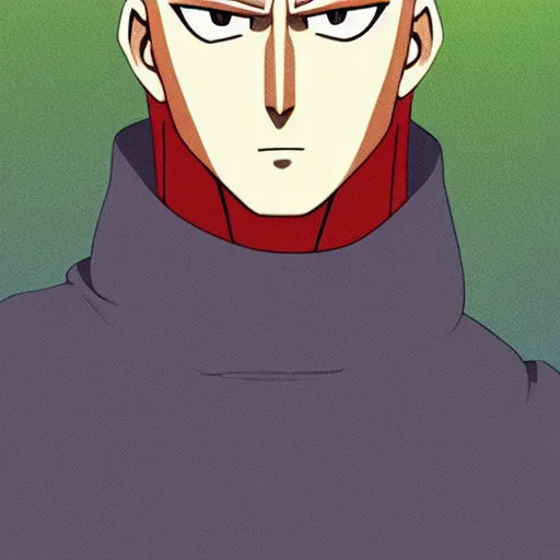 Image similar to stylized flat colour saitama one punch man gradient bright colours, stylized, 2 d,