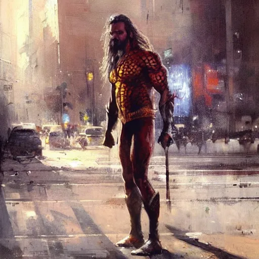 Prompt: aquaman eating corn, jeremy mann painting