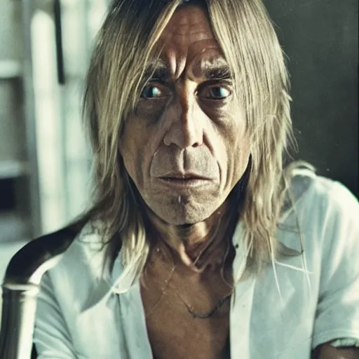 Prompt: iggy pop trapped inside a bottle