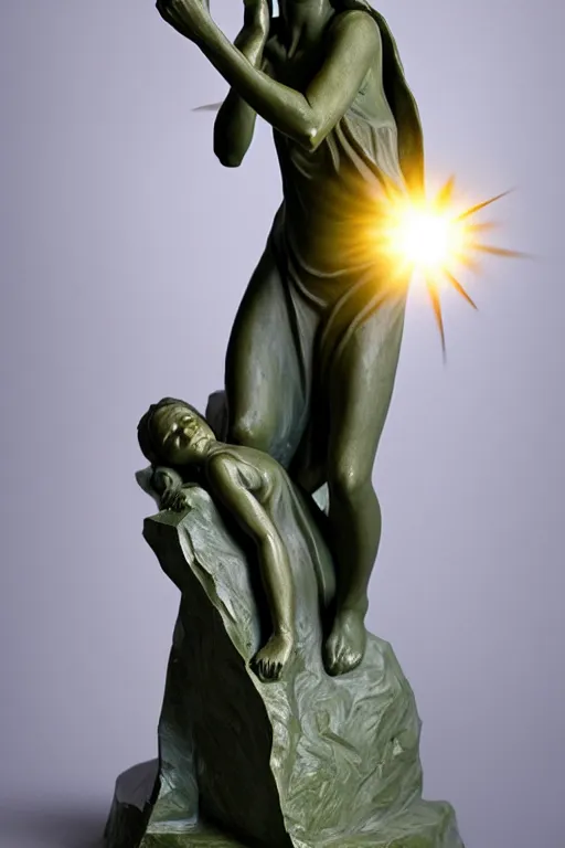 Image similar to sculpture of the light fighting the darkside of humanity by camille Claudel