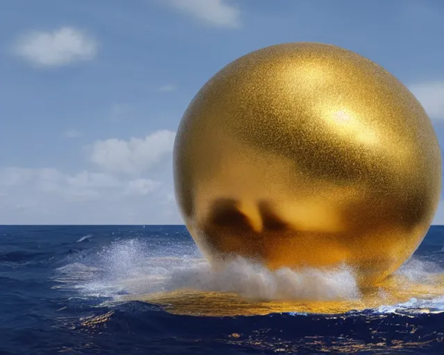 Prompt: a giant sculpture of the birth of the universe on the ocean water, in the style of jeff koons, award winning, cinematic, hyper - realistic, very detailed, realistic water splashes, ray tracing, 8 k resolution, long - shot, sharp focus, low angle, 8 5 mm photograph, wide lens