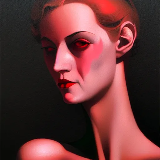 Prompt: concept portrait of woman from 2 0 s decade of xx century, dark atmosphere, lynchian, film noir, concept art, art by kuvshinov ilya and zdislav beksinski and wayne barlowe