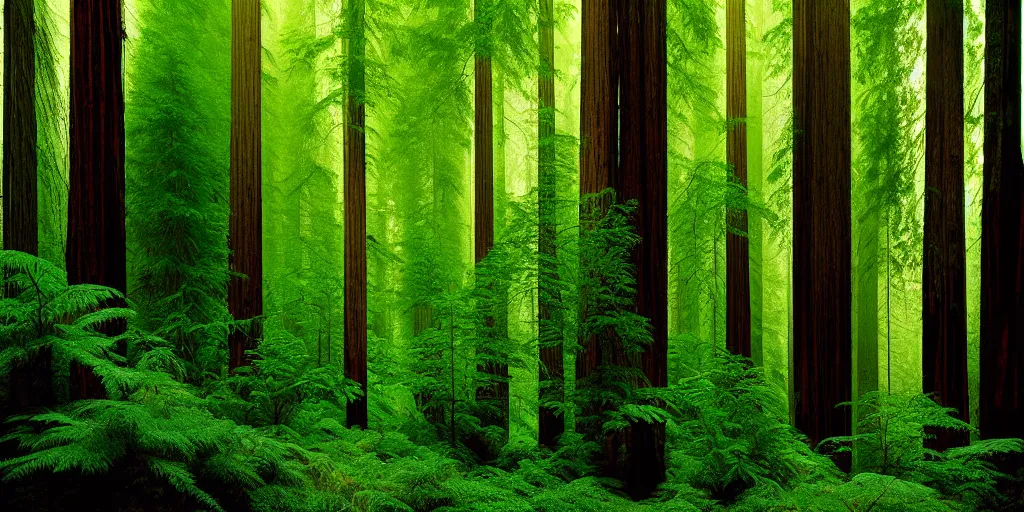 Prompt: lush redwood montain creek forest, dense vegetation, against light, bright details, contrasting, daylight, highly detailed, by dieter rams 1 9 8 0, national geographic magazine, reportage photo, natural colors