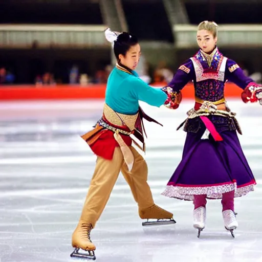 Image similar to figure skating by samurai warriors