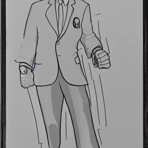 Prompt: alex trebek, street fighter concept art sketch, hand drawn, full length, third strike, character select pose