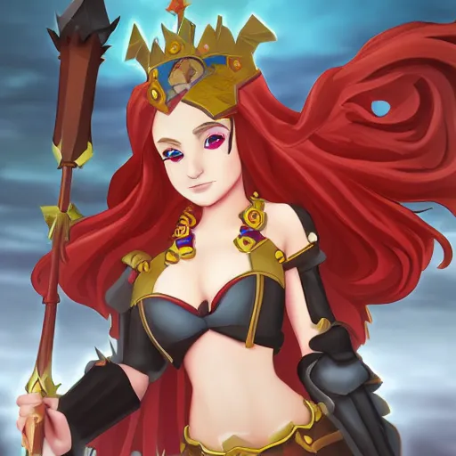 Image similar to natalie from epic battle fantasy, redhead, cartoony, priestess