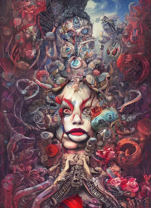 Image similar to alice in wonderland, aztec god, highly detailed, cinematic, 8 k, by megan duncanson, benjamin lacombe, adrian borda, stanley artgermm, tom bagshaw, craig mullins, carne griffiths, ayami kojima, beksinski, giger, trending on deviantart, hyper detailed, horror, full of colour