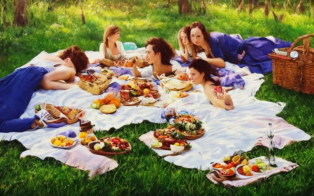 Prompt: the beautiful masterpiece that will change my life forever, natural light, a picnic lunch