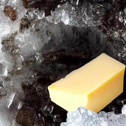 Image similar to block of cheese inside an ice cavern