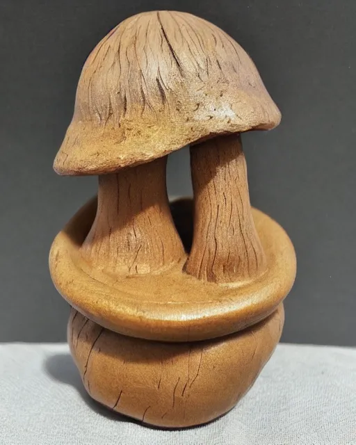 Image similar to wooden carving statue of a mushroom cloud, product picture, ebay listing thumbnail