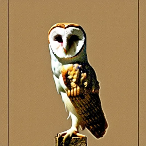 Image similar to barn owl, ancient egyptian art