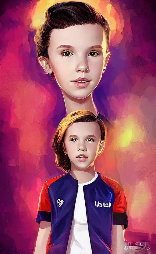 Prompt: Digital art of Millie Bobby Brown by RossDraws