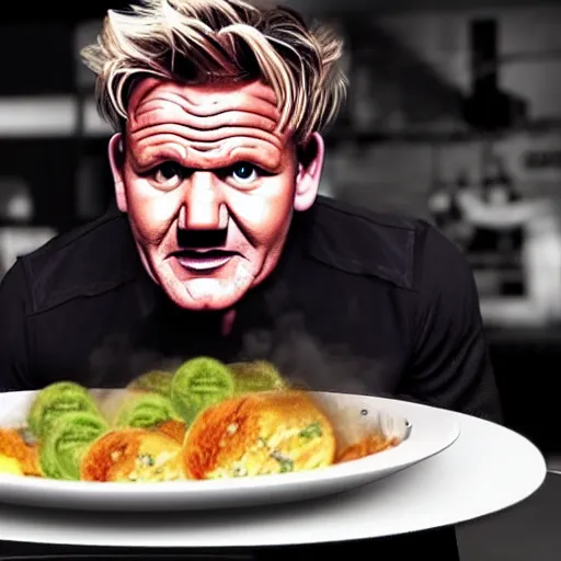 Image similar to gordon ramsay in call of duty throwing food, very detailed, realistic, 4 k