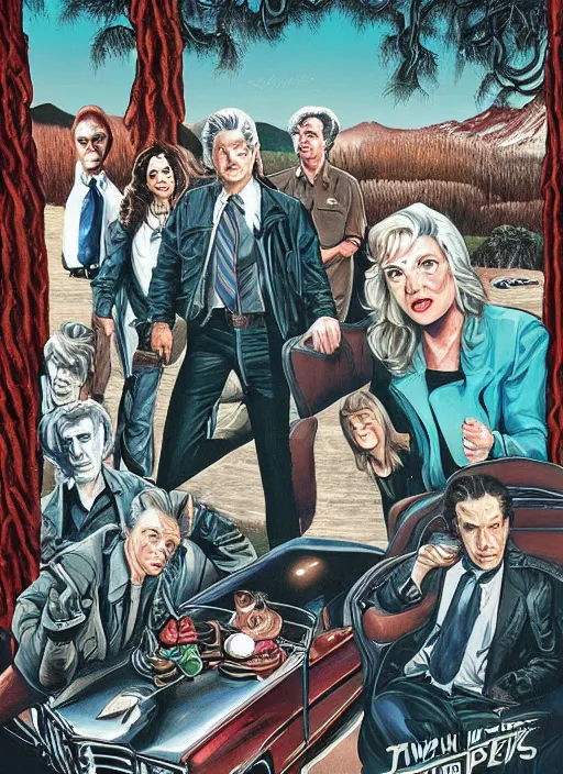 Image similar to twin peaks movie poster art by david mann