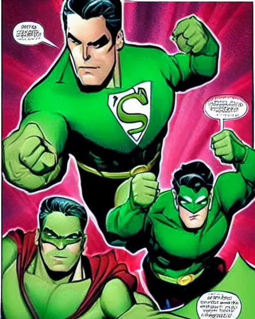 Image similar to supermen dressed like green lantern