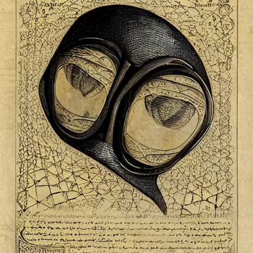 Prompt: Ibn Al Haitham AI lens goggles, futuristic, page, by da vinci