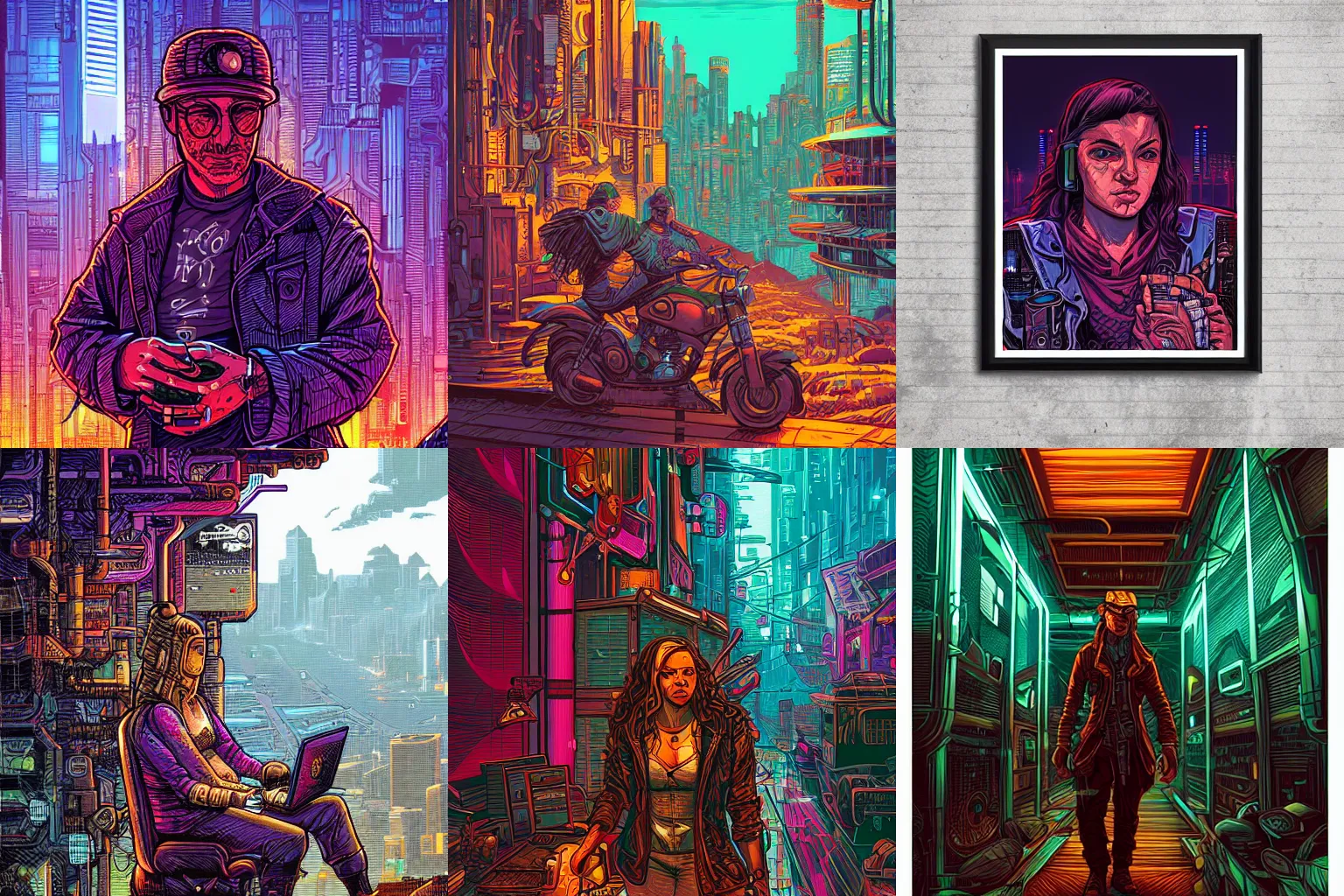 Prompt: a portrait of a character in a scenic environment by dan mumford, cyberpunk