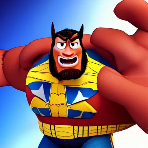 Image similar to Wolverine As seen in Pixar animated movie toy story . 4K quality super realistic