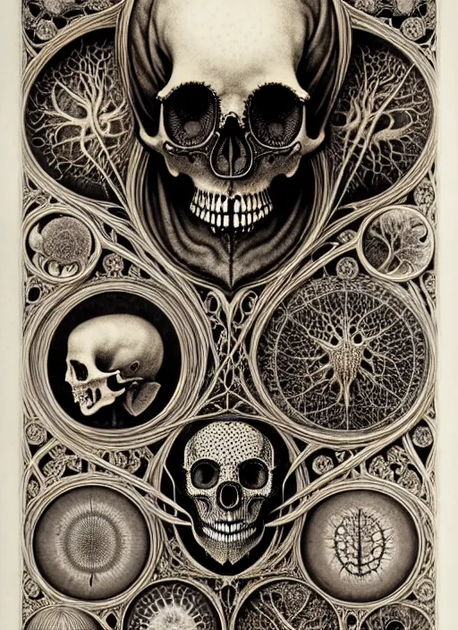 Image similar to art forms of nature by ernst haeckel, memento mori by arthur rackham, ornate antique porcelain beautiful skull mask, ultrasharp, photorealistic, hyperdetailed, octane render, polished, art nouveau, neo - gothic, gothic, intricate ornamental organic filigree, art nouveau botanicals, art forms of nature by ernst haeckel, horizontal symmetry, symbolist, visionary