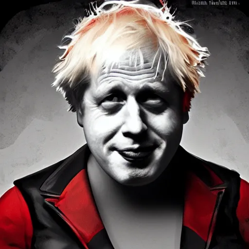 Image similar to boris johnson as harley quinn digital art