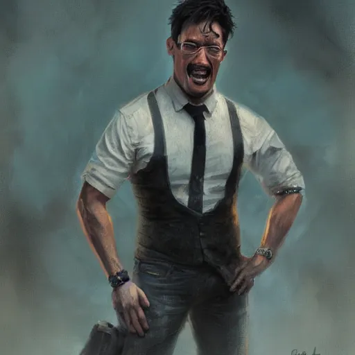 Image similar to a portrait of markiplier raging, greg rutkowski