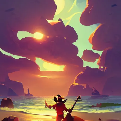 Image similar to painting treasure on sea of thieves game smooth median photoshop filter cutout vector, behance hd by jesper ejsing, by rhads, makoto shinkai and lois van baarle, ilya kuvshinov, rossdraws global illumination