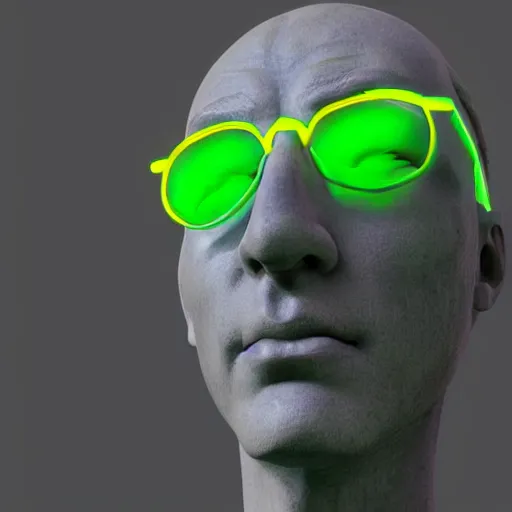 Prompt: statue of david bust with neon glasses, 3 d model, octane rendered, unreal engine