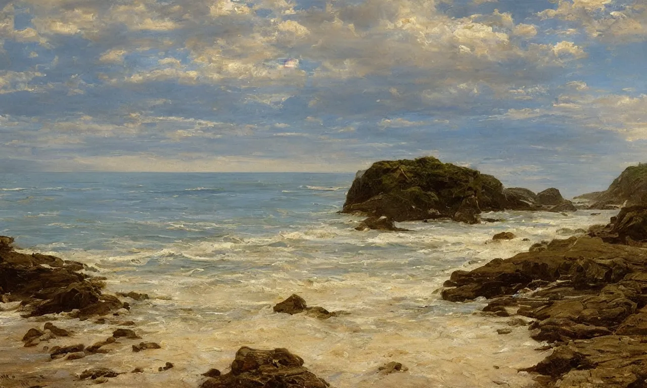 Image similar to a beautiful beach landscape painting by william trost richards