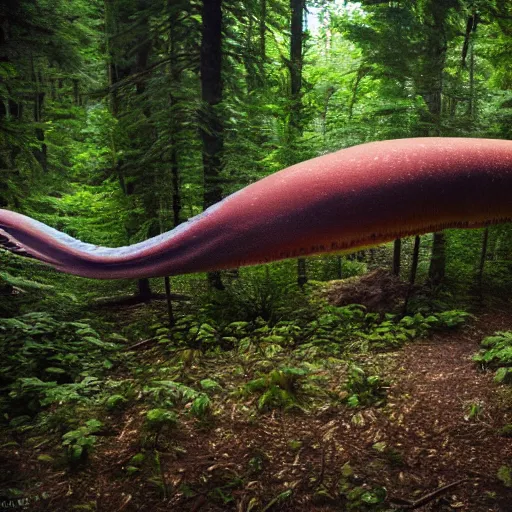 Prompt: National Geographic photo of giant squid in the forest