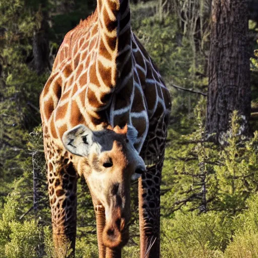 Prompt: a giraffe grizzly bear hybrid