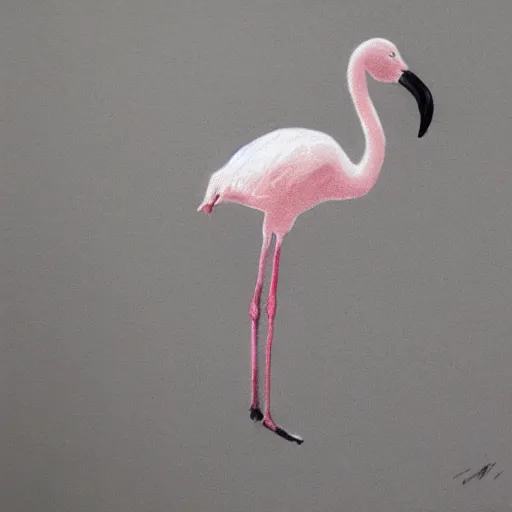 Prompt: charcoal sketch of a flamingo standing elegantly in the wild