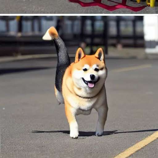 Prompt: Shiba Inu dogcopter, cute, flying, happy dog